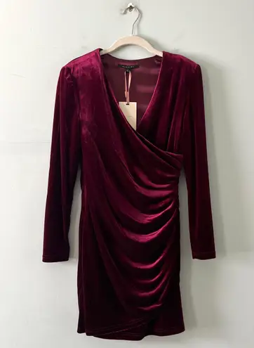 Alex Marie NWT Nikki Surplice V-Neck Long Sleeve Mahogany Velvet Dress