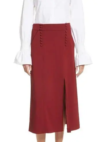 ALC Frank A.L.C. Sydney Slit Midi Skirt Red Buttons