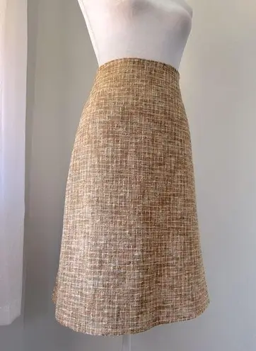 Piazza Sempione Vintage ‘00s Tan Linen Blend Textured Knee Length Skirt