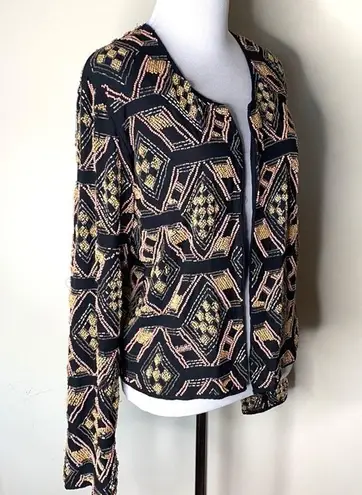 Jerome Black Beaded Open Front Y2K Jacket