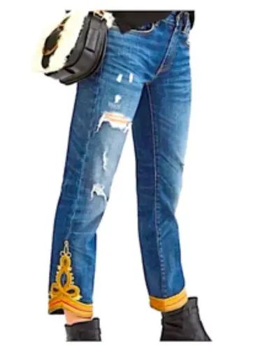 POLO Ralph Lauren Jeans THE WAVERLY STRAIGHT CROP Embellished Military Style 28