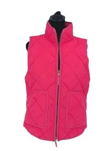 J. Crew Womens Down Filled Zip Up Sleeveless Quilted Puffer Vest Hot Pink Small