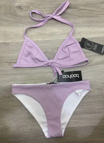 Boohoo Petite Purple Ribbed Bikini