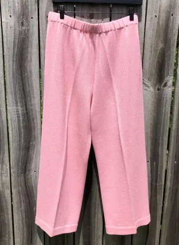 St. John  Medium Wool Drawstring Wide Leg Pants Pink Sport Pointelle Pocket