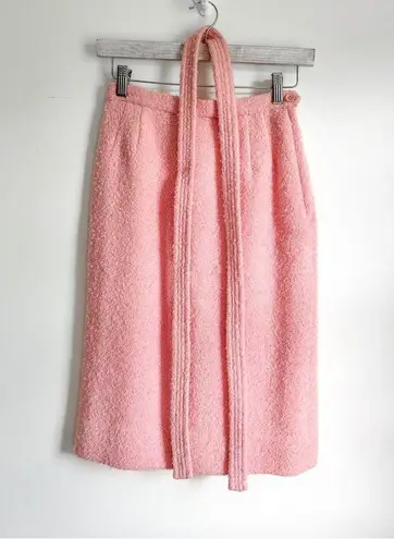 Sophisticates Vintage Pastel Pink Tweed Blazer Pencil Skirt Suit Set sz XS