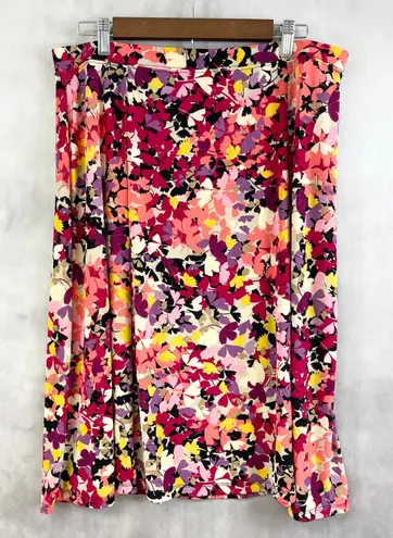 Jaclyn Smith Womens Floral Skirt L Bold Floral Stretchy Y2K Retro Garden Cottage