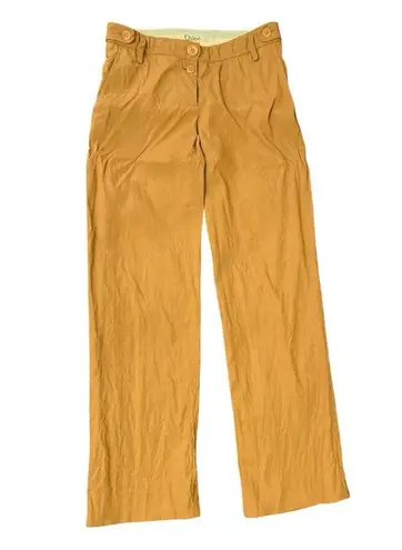 Chloé Chloe Yellow Mustard Sequoia Trousers Relaxed Fit Straight Leg Size T34 34