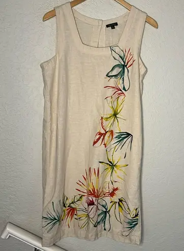 For Cynthia Painted Artsy Linen Dress Boho Sleeveless Artsy Summer Indie Europe Vacation