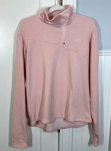 Kari Traa Light Pink Fleece 1/4 Zip Pullover size large