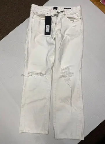 Edwin Women Kali Ankle Vintage Straight Jeans 27 White High Rise Distressed NWT