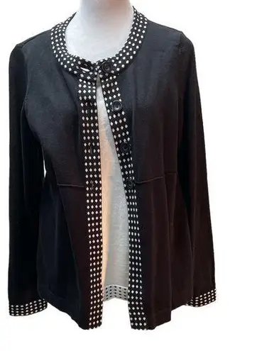 Christopher & Banks Black & White Long Sleeve Mock Cardigan Sweater with Tank S