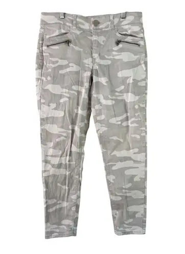 Democracy Ab Solution Gray Camo Print Skinny Ankle Pants Zipper Pockets Womens