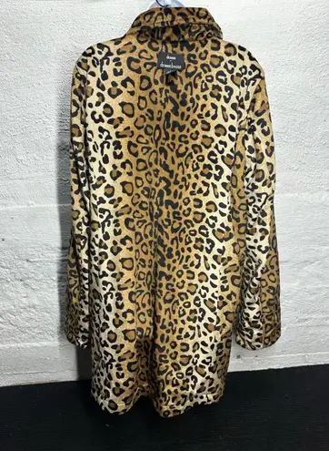Dennis Basso Size L Fab Leopard Animal Print Faux-Fur Reversible Car Coat Jacket