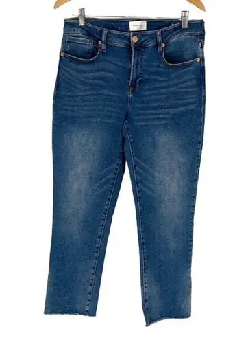 Dear John Womens High Rise Blaire Straight Rat Hem Cropped Jeans Blue Size 30