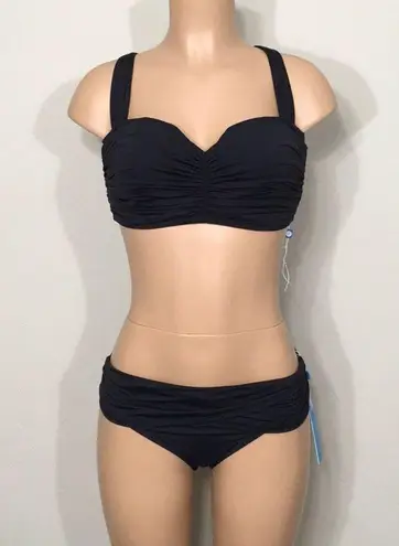 Bleu Rod Beattie New.  sexy shirred black bikini. 34DD/12-Bottom