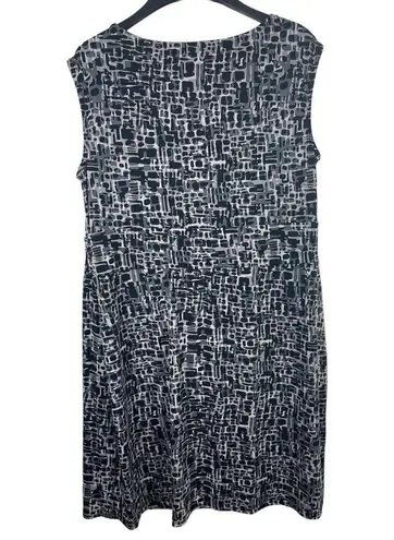 George Black Gray Geometric Sleeveless Cowl Neck Empire Waist Pullover Dress XL
