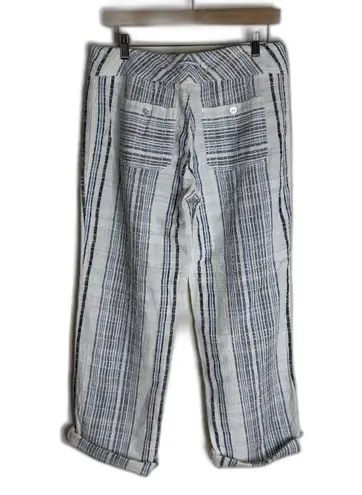 Sundance Pants Womens Small White Blue Striped Cotton Drawstring Pockets Boho