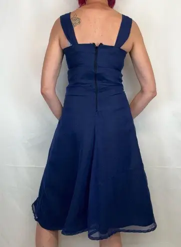 Handmade Homemade Womens Sleeveless Sweetheart Neckline Dress M Med Medium Blue Black Zip