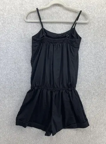 love on a hanger  Women's Romper Solid Black Shorts Sleeveless Size Medium Cotton