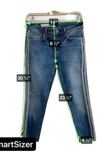 Pilcro and the Letterpress Anthropologie Silver Glitter Side Stripe Jeans Size 26