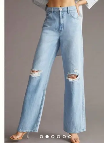 NWT Mother Snack The Fun Dip Puddle Wide Leg Baggy Jeans Size 30 Light Wash Blue