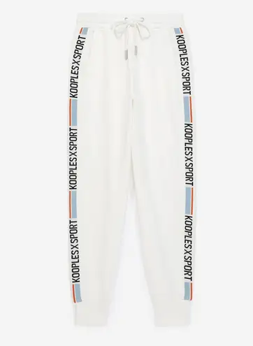 The Kooples Sweatpants x Sport Ecru Joggers Stretch Waist Logo Trim 2