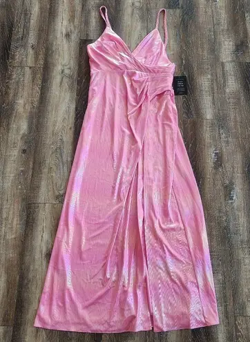 Retrofête Retrofete Yesi Dress Flamingo Pink Size XXL NWT Metallic Maxi Spaghetti Straps