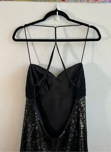 Dave and Johnny by Laura Ryner Dress Black Sequin Skirt Exposed Back Sz 11/12 EUC