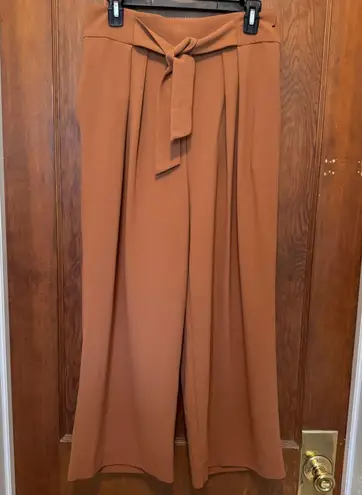 NWT 7th Avenue NY&C New York & Company Belted Wide Leg High Waist Pants M Brown Size M