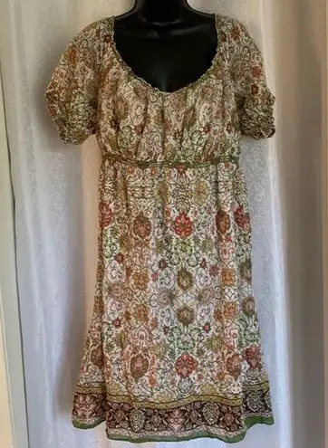 PEASANT BOHEMIAN DRESS Sz:L Orange Size L