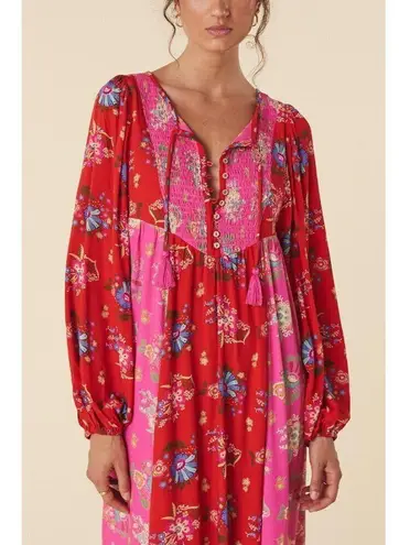 💕SPELL & THE GYPSY💕 Solstice Boho Midi Dress ~ Salsa Rose Large Red