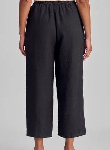 Flax S Black Linen Straight Leg Pants