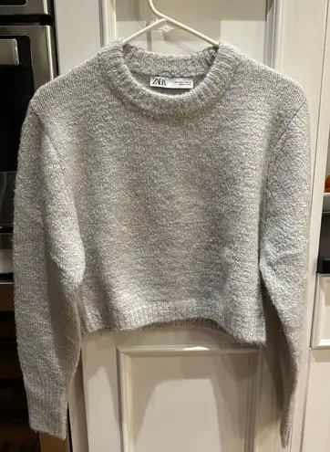 ZARA Cropped Taupe/ Gray Sweater Size Small