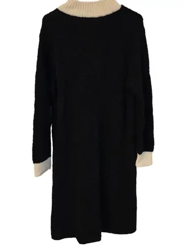 Womens Alpaca Wool Floral Embroidery Long Sweater Cardigan Heart Clasps Peru LRG Black Size L