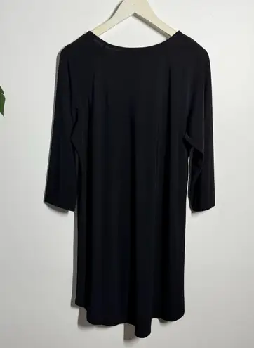 Coco Bianco Top Women L Black Stretchy Tunic Closet Staple 3/4 Sleeve Minimal Size L