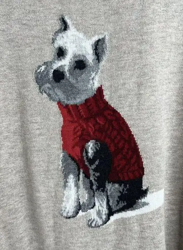 J Jill Size MP Petite Sweater Weston Schnauzer Dog Lightweight Novelty Tan Beige