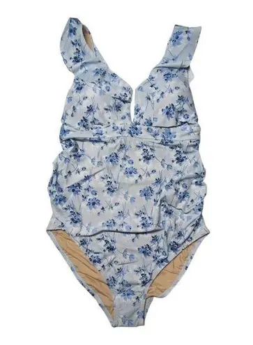 A pea in the pod Maternity Swimsuit Coquette Ditsy Floral Ruffle Deep V Large