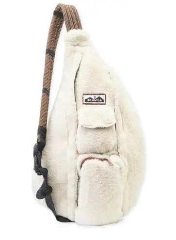 KAVU Rope Fuzz Sling Bag Crossbody Cream Backpack - NWOT