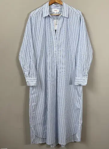 Xirena Marlowe Coastal Stripe Midi Shirt Dress Women Small White Blue Preppy NWT