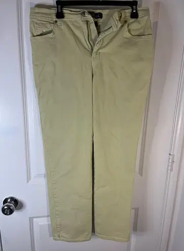 Gloria Vanderbilt Cotton Spandex Amanda Yellow Splashy Logo Pockets Pants Sz 12