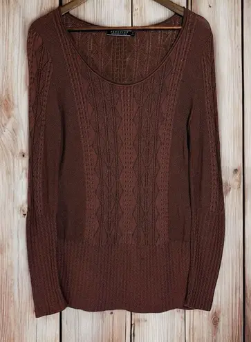 Peruvian Connection Cable Knit Sweater | Womens Small | Brown 100% Pima Cotton