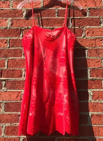 Show Me Your Mumu Vibrant Red  Risque Mesh & Embroidered Lace Slip Dress