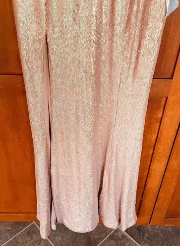 Dress the Population Ingrid Sequin Trumpet Gown Maxi Rose Pink Size Medium FLAWS