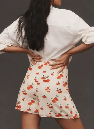 Farm Rio Cherry Print Linen Blend Skort, Size XL