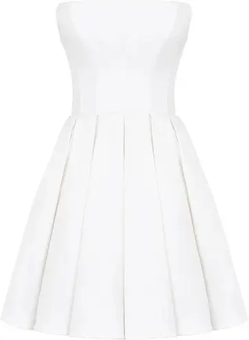 House Of CB Emmanuela White Strapless Pleated Mini Dress