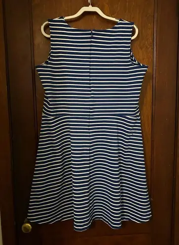 Talbots  Edie Knit Fit & Flare Blue White Striped Dress Size 2X