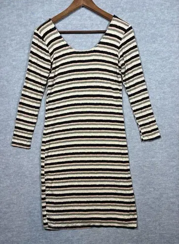 Anthropologie Dolan Left Coast Stripe Preeta Dress Midi Scoop Back Sz M Petite Size M