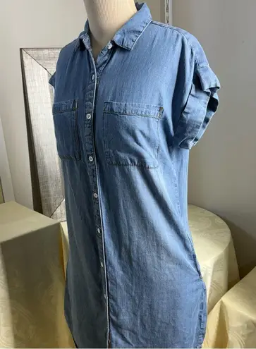 Velvet Heart denim Buttoned Mini Dress with Cuffed Sleeves