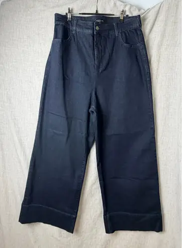 Universal Standard NWT Navy Wide Leg Pants High Rise Structured Cotton Dark Wash - Image 1