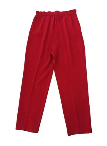St. John Collection Santana Knit Marie Gray Red Crop Pants Pleated Pocket Size 6